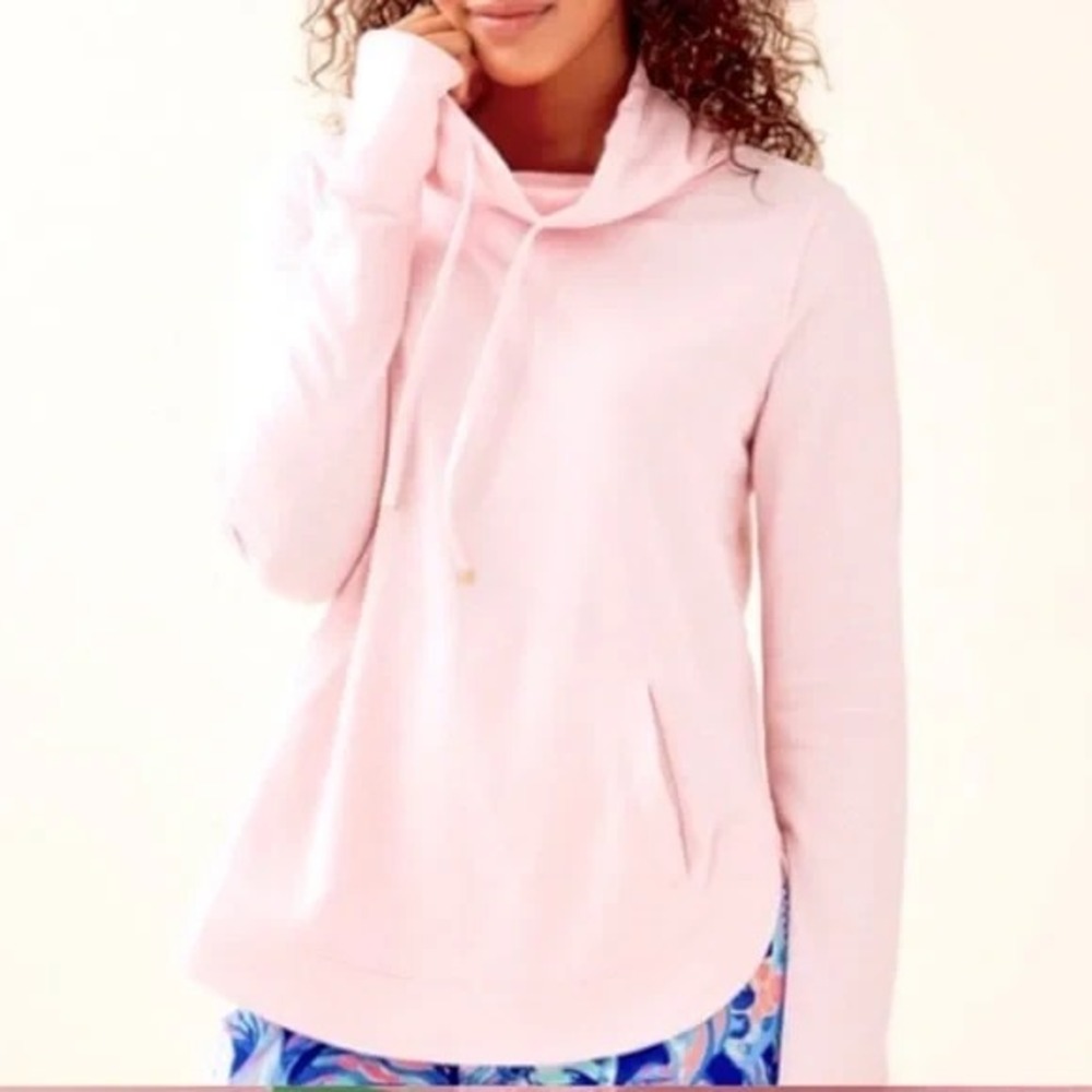 Lilly Pulitzer Fletcher Pullover Size M Heathered‎ Paradise Pink Cowl Neck 30769